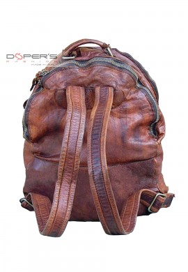 Vintage men's backpack in genuine brown leather Firenze