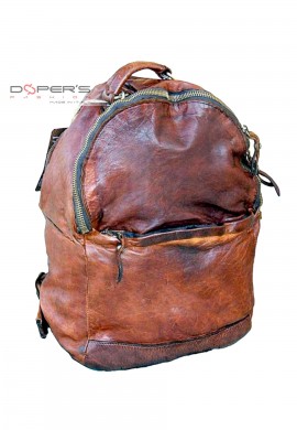 Vintage men's backpack in genuine brown leather Firenze