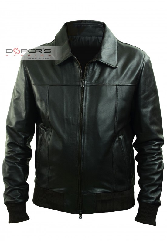 Leather jacket for men model GeorgeNeck Bomber 