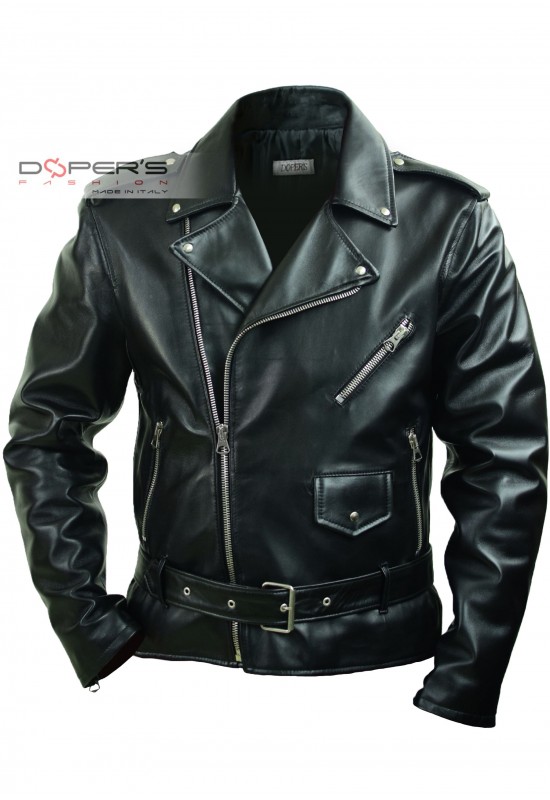 Chiodo Varian black jacket in genuine leather Dopers in front