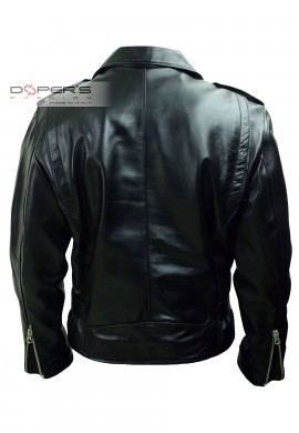 Chiodo Varian giacca nera in vera pelle Dopers di fronte