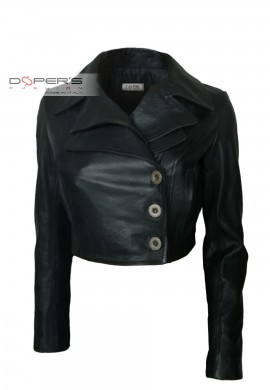 Double-breasted genuine leather jacket - Ilary