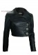 Side photo of the Ilary Dopers double-breasted leather biker jacket