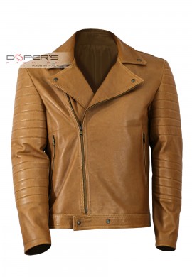 Front photo of the Jack Doper'S genuine leather jacket in tan colour