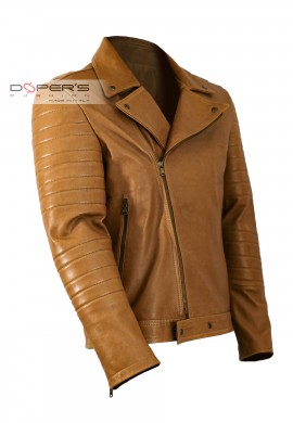 Front photo of the Jack Doper'S genuine leather jacket in tan colour