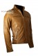 Side photo of the Raf Doper'S tan leather jacket