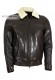 Front photo of the Fury Doper'S shearling collar leather jacket in dark brown