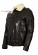 Side photo of the Fury Doper'S shearling collar leather jacket in dark brown