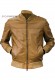 Front photo of the Zac Doper'S tan leather jacket