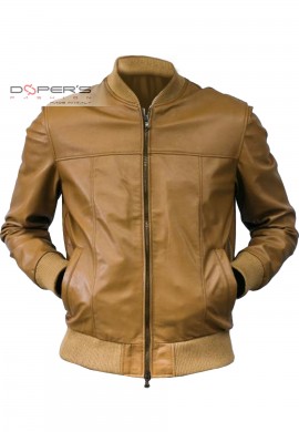 Front photo of the Zac Doper'S tan leather jacket