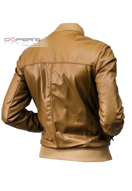 Front photo of the Zac Doper'S tan leather jacket