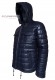 Side photo of the London Doper'S padded genuine leather jacket with hood up