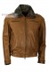 Front photo of the Fury Doper'S genuine leather jacket with shearling collar in tan colour