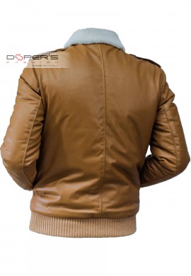Front photo of the Enzo Doper'S buttoned leather shearling jacket