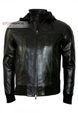 Leather jacket for men Model Bomber George Cap