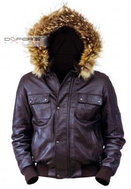 Front photo of the Bomber Bear Doper'S genuine leather jacket
