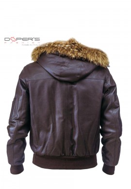 Front photo of the Bomber Bear Doper'S genuine leather jacket