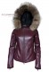 Foto frontale della Giacca in pelle viola con cappuccio shearling Clara Doper'S