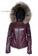 Front photo of the Clara Doper'S purple shearling hooded leather jacket