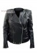 Front photo of the left closure of Sally Doper'S women's leather jacket with double closure