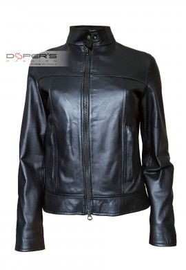 Front photo of the Iris Doper'S women's leather jacket in black