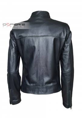 Front photo of the Iris Doper'S women's leather jacket in black