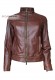 Front photo of the Iris Doper'S women's leather jacket in dark brown