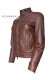 Side photo of the Iris Doper'S women's leather jacket in dark brown