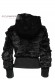Back of Ivana Doper'S women's fur bomber jacket with hood down