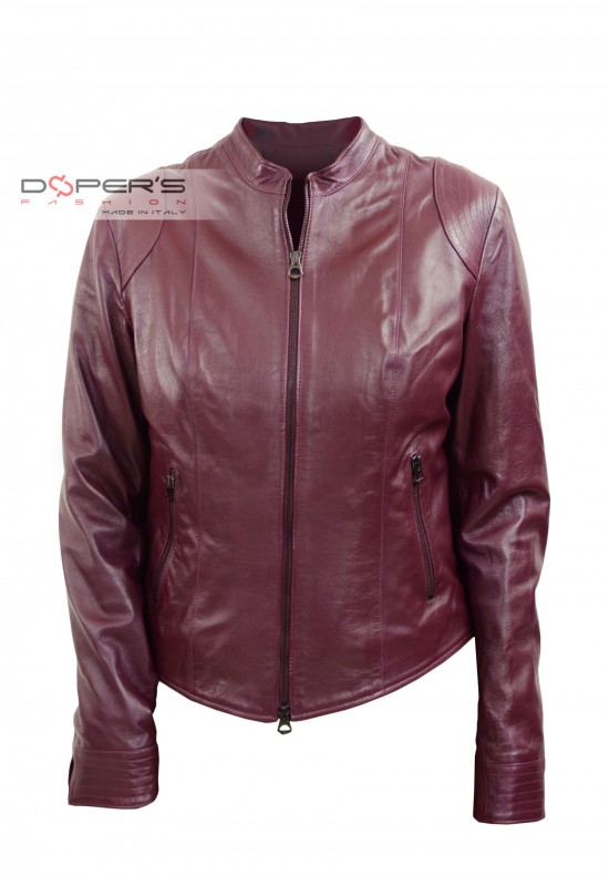 Front photo of Niky Doper'S purple women's leather jacket