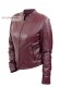 Side photo of the Niky Doper'S purple women's leather jacket