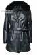 Front photo of the Kiev women's long leather jacket with belt and fur collar Doper'S