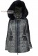 Foto frontale del Giubbotto invernale elegante in pelle, tessuto e pelliccia Minoux Doper'S con cappuccio