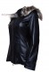 Foto laterale del giubbotto di pelle da donna con cappuccio e orlo in pelliccia Veronica Doper'S colore nero