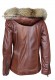 Back photo of the Veronica Doper'S women's leather jacket with hood and fur trim in brown