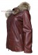 Side photo of the Veronica Doper'S women's leather jacket with hood and fur trim in brown