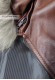 giubbotto di pelle da donna con cappuccio removibile e orlo in pelliccia Veronica Doper'S colore marrone