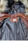 Internal lining of the women's leather jacket with hood and fur trim Veronica Doper'S brown color