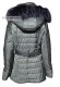 Back of the elegant winter jacket in leather, fabric and fur Minoux Doper'S