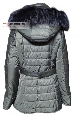Front photo of the elegant Minoux Doper'S winter jacket in leather, fabric and fur