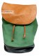 Front photo of the Freeland model leather backpack green black color