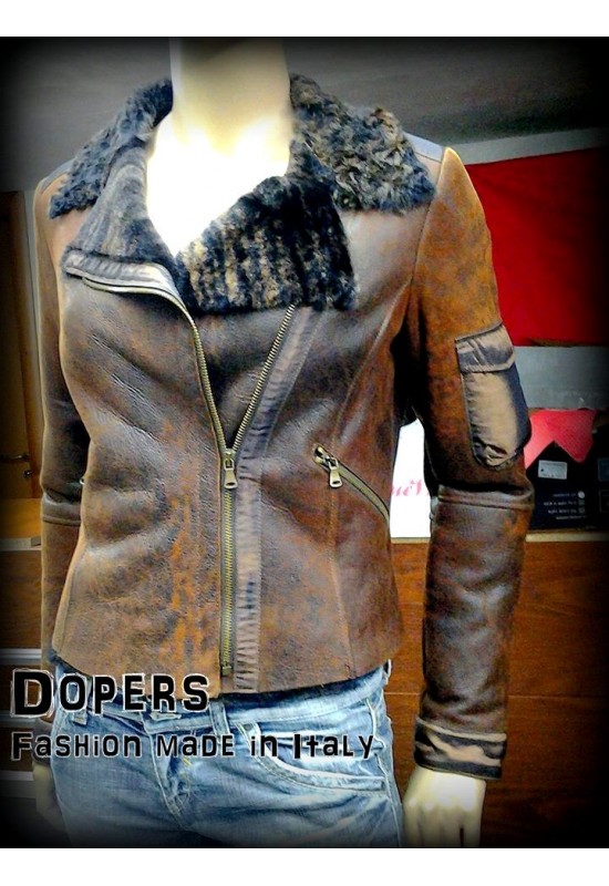 Giacca in Pelle Shearling Donna Modello Chiodo  X145