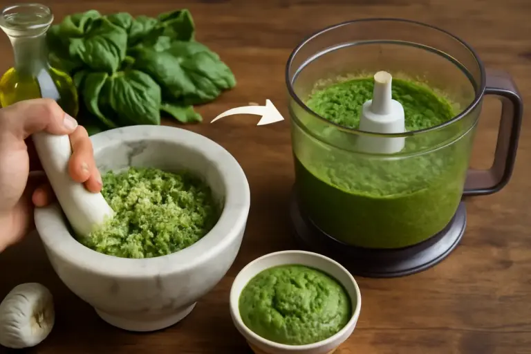 Pesto genovese originale: i 2 passaggi che assicurano colore brillante e aroma intenso